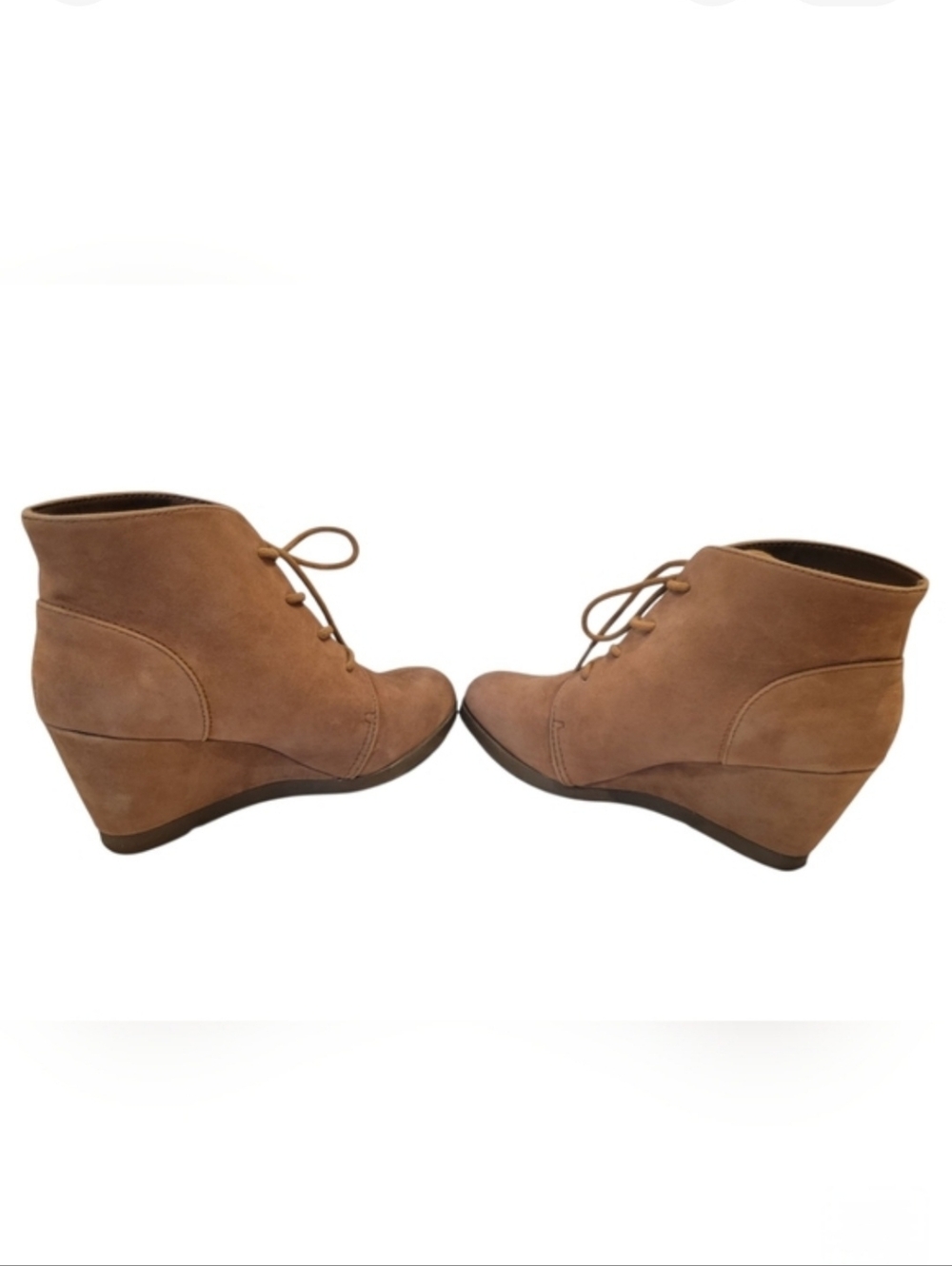 Madden Girl Suade Tan Wedge Booties Shoes 7.5